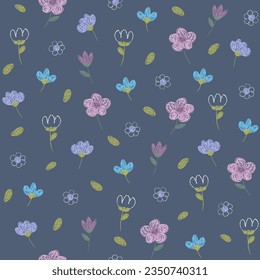 Seamless patterns, hand-drawn in floral style used for fabric, textile, print, background and decorative wallpaper