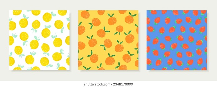 Modalidades sin foco, dibujadas a mano con el estilo de las frutas utilizadas para la tela, el tejido, la impresión, el fondo y el papel pintado decorativo