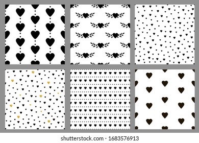 Patrones sin inconvenientes con los corazones. Blanco y negro. Ilustración del vector