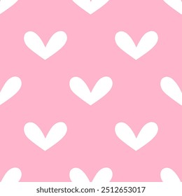 Patrones sin fisuras de corazones de dibujos animados doodle sobre fondo rosa.