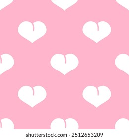 Patrones sin fisuras de corazones de dibujos animados doodle sobre fondo rosa.