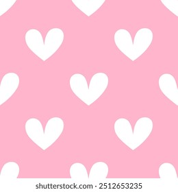 Patrones sin fisuras de corazones de dibujos animados doodle sobre fondo rosa.