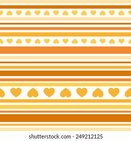 Seamless patterns with hearts, fabric texture, stripes background. Texture for web, print, wallpaper, home decor, textile, website background.