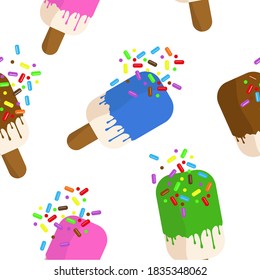 Seamless patterns with ice cream icon