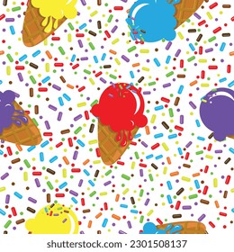 Seamless patterns with ice cream icon