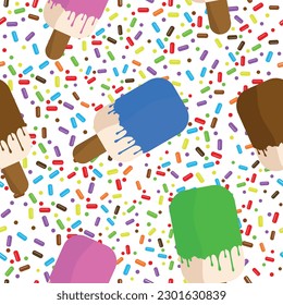 Seamless patterns with ice cream icon