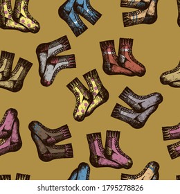 Seamless patterns with knitted socks