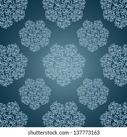 Seamless patterns with lace flowers in Victorian style blue