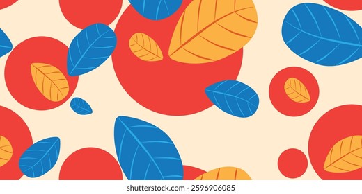 Seamless patterns with leaves  for fabric, textiles, clothing, wrapping paper, cover, banner, interior decor, abstract backgrounds.