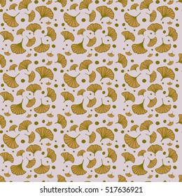 seamless patterns with leaves of ginkgo. hand drawn leaves 