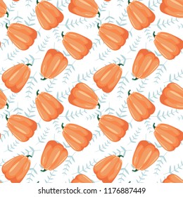 Seamless patterns with leaves and pumpkin ornaments