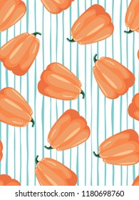 Seamless patterns with leaves and pumpkin ornaments. Halloween background