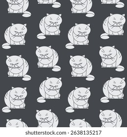 Seamless patterns with light silhouettes of cats. Cat sitting. Dark background