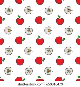 Seamless patterns line icons fruit, apple. Vector illustration