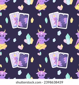 patrones sin soldadura tarjetas de tarot mágicas satán, cristales, setas, ocultismo 