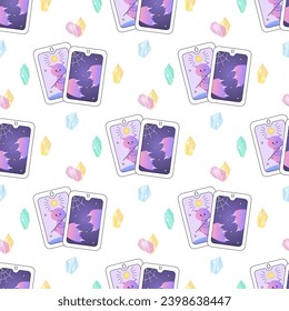 patrones sin soldadura tarjetas de tarot mágicas satán, cristales, setas, ocultismo 