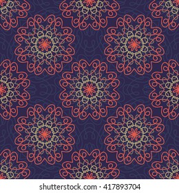 Seamless Patterns with mandala geometric ornaments. Vintage decorative elements. Hand drawn tile background. Islam, Arabic, Indian, ottoman motifs.