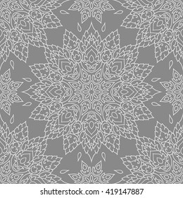 Seamless Patterns with mandala geometric ornaments. Vintage decorative elements. Hand drawn tile background. Islam, Arabic, Indian, ottoman motifs.