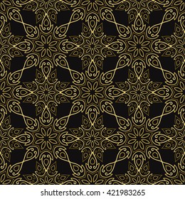 Seamless Patterns with mandala geometric ornaments. Vintage decorative elements. Hand drawn tile background. Islam, Arabic, Indian, ottoman motifs.