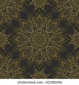 Seamless Patterns with mandala geometric ornaments. Vintage decorative elements. Hand drawn tile background. Islam, Arabic, Indian, ottoman motifs.