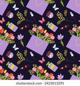 seamless patterns for March 8. seamless patterns and textures for gift paper