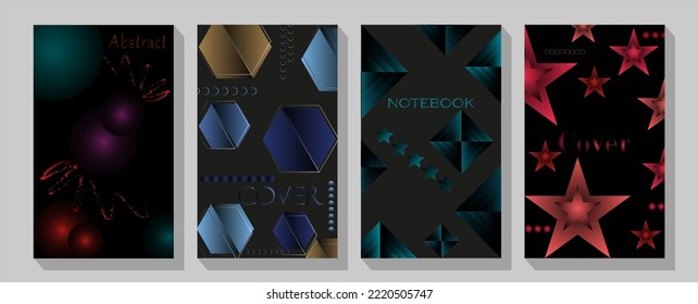  Seamless patterns and masks used, easy to re-size. Vector. Abstract blue liquid graphic gradient circle shape on cover book presentation.