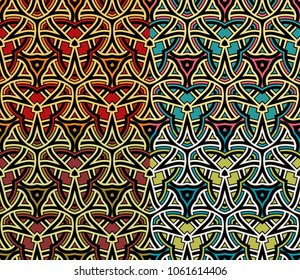 Seamless patterns with modern ornament of various colors