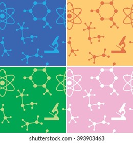 seamless patterns - molecules - vector set