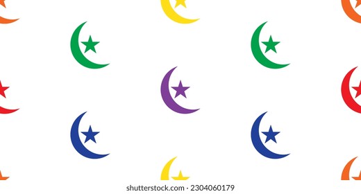 Patrones de luna y estrellas sin foco en varios colores. Luna y estrellas.