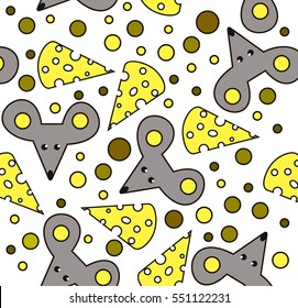 seamless patterns with mouse and cheese
