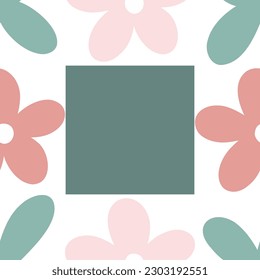 Modalidades sin foco con flores multicolores de estilo doodle. Color rosa claro y verde. Para imprimir sobre tela, papel de pared, papel, cortinas, papel de envoltura.