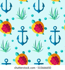 Seamless patterns nautical elements vector