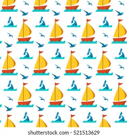 Seamless patterns nautical elements vector