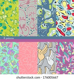 Seamless patterns for nice summer backgrounds in cartoon style. Seamless pattern 
