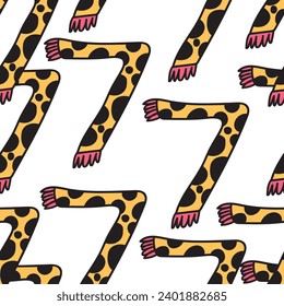 seamless patterns with number stylized as a scarf in doodle style in vector. Template for background, textile, wallpaper, fabric, wrapping