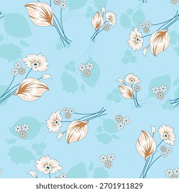 Seamless patterns with Olive Branch in Modern Minimal Liner Style. Vector Floral leaves beige Backgrounds for Wedding invitations, greeting cards, print on fabric,