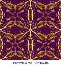 Seamless. Patterns on purple, brown and yellow colors. Abstract luxury background, ornament elegant invitation wedding card, invite, backdrop cover banner illustration. Vector illustration.