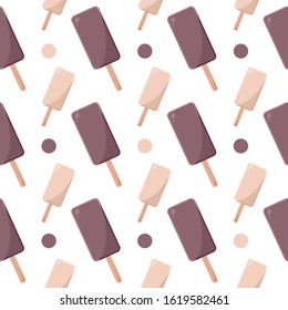 Seamless patterns on a white background in a flat style with elements of ice cream, lolipops and candy ball. Texture for web page, greeting cards, posters and banners. Prints on fabric and paper.