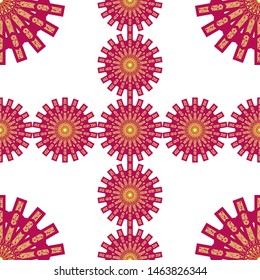 seamless patterns with oriental mandalas, circle mandala ornaments, illustration vector circle ornament