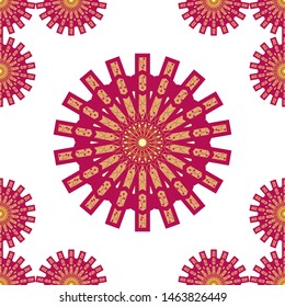 seamless patterns with oriental mandalas, circle mandala ornaments, illustration vector circle ornament