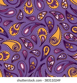 Seamless patterns with paisleys. Holi.