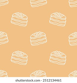 Seamless patterns of Pancakes cartoon doodle.