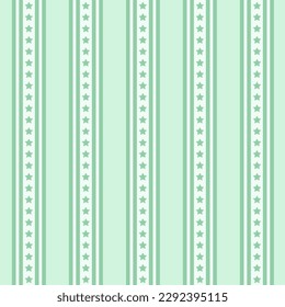 Seamless patterns pastel color. Green stars arranged in white stripes or lines or grid. Cute template design for fabric, wrapping, textile, wallpaper, card, background, paper gift, scarf, phone case.