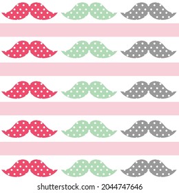 Seamless patterns of pastel colors hipster mustache