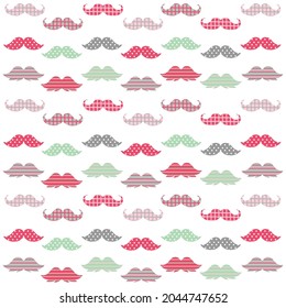 Seamless patterns of pastel colors hipster mustache
