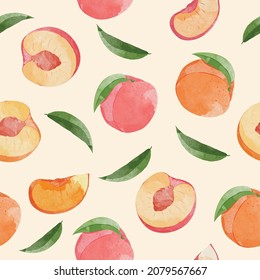 patrones sin fisuras con Fruta de Peach. Ilustración botánica de Peach. Texturas dibujadas a mano de moda.
