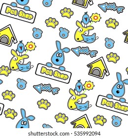 seamless patterns with pets. Pet shop