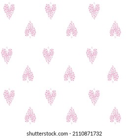 Seamless patterns of pink hearts with polka dots