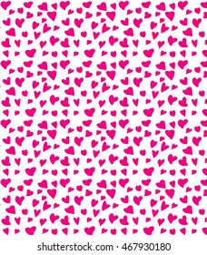 Seamless patterns with pink hearts.  Valentine's Day. 