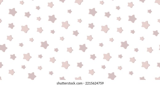 Seamless patterns with pink stars isolated on white. Hand drawn simple vector illustration. For gift wrap, print, fabric, textile, scrapbook paper, baby print.